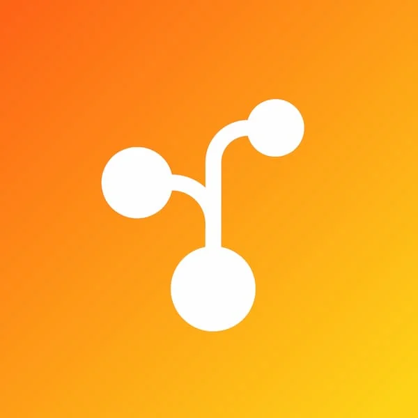 Calistree Logo: white tree-like simplified shape on gradient orange background
